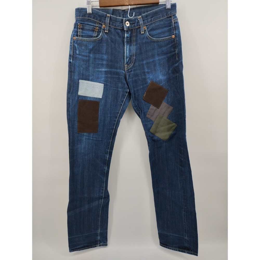 Uniqlo Selvedge Jeans Regular Fit Straight Mid Rise Patched Denim 30x32